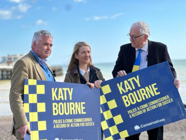 Sir Peter campaigning with Police and Crime Commissioner Katy Bourne