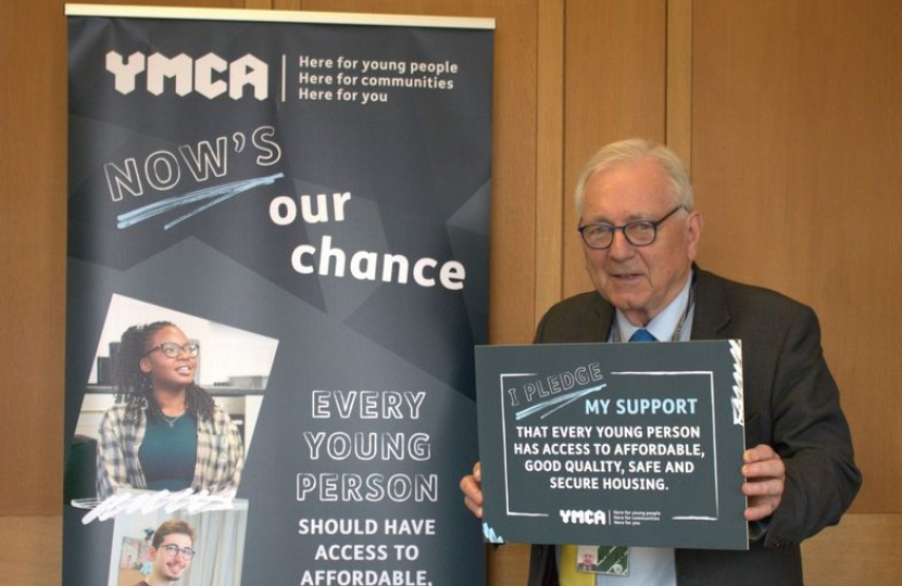 Sir Peter pledging support for Affordable housing whilst meeting the YMCA