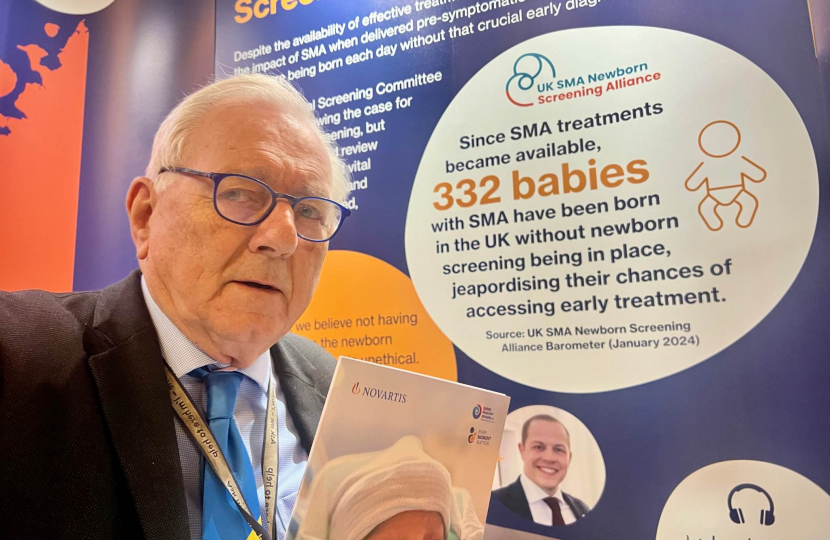 Sir Peter Bottomley at a newborn screening exhabition